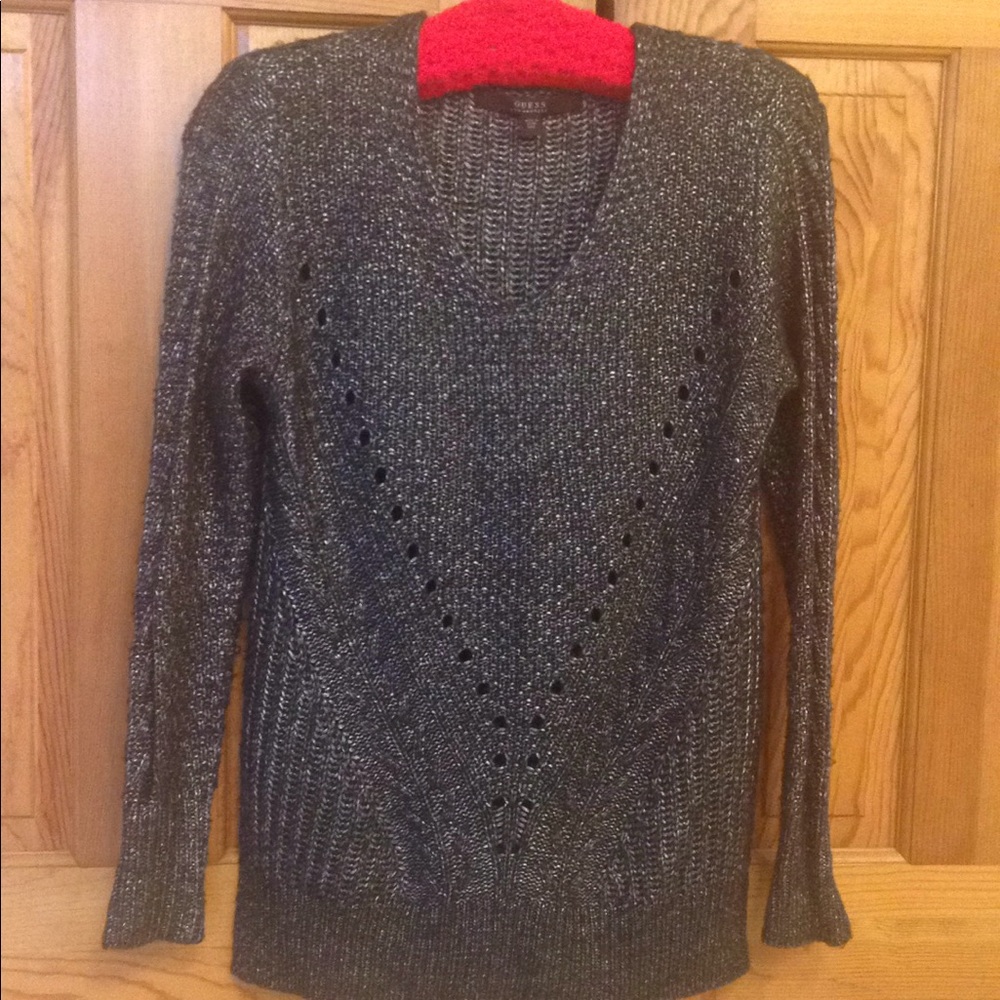 Guess Charcoal Soft Sweater with side slits.